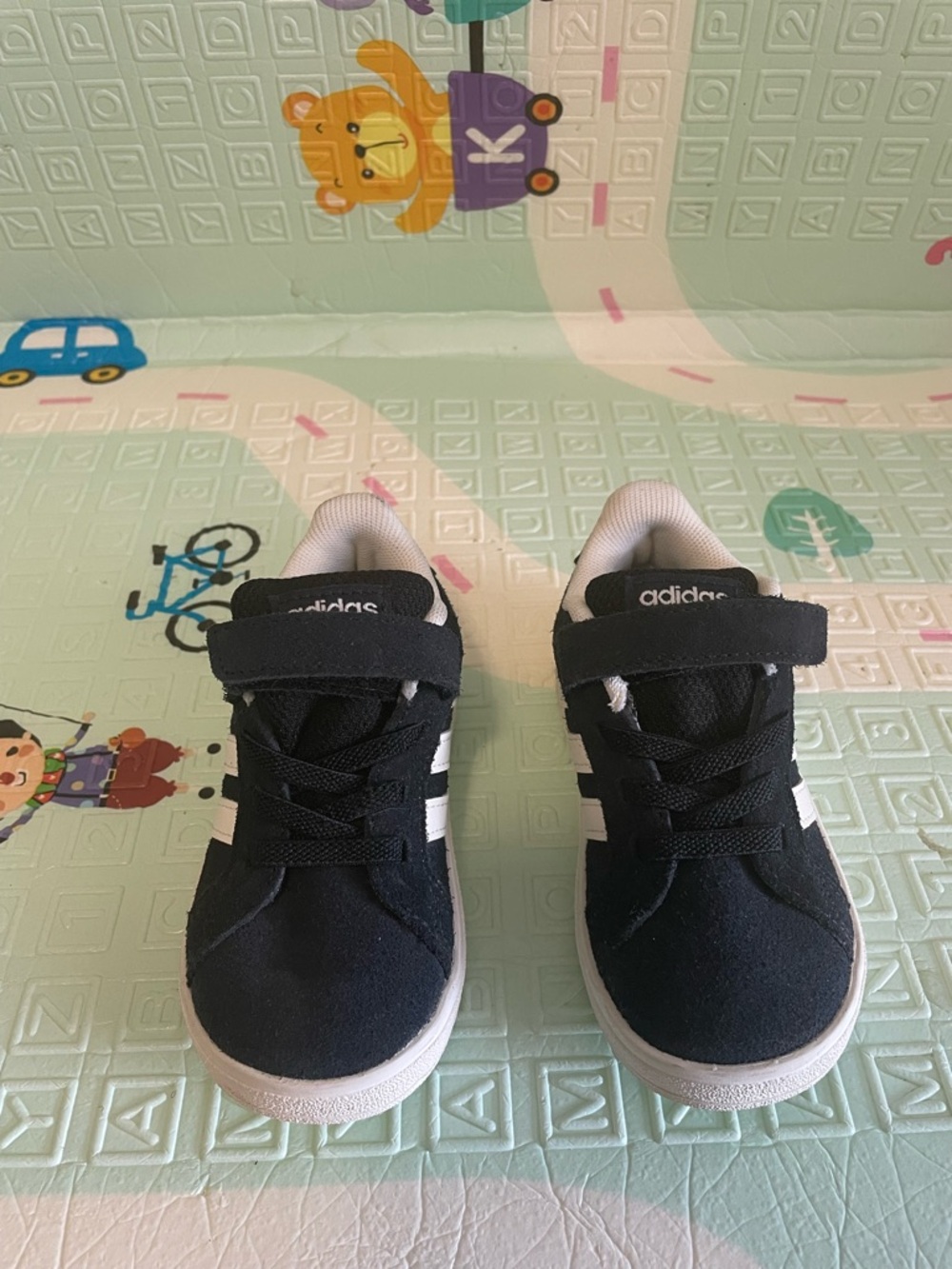 adidas Kids Black & White Hook-and-Loop Sneakers